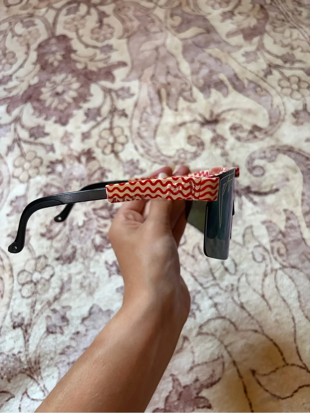 Pit Viper Blue Mirrored Shield Sunglasses Red White